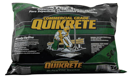 Blacktop repair concrete mix CG 50# by Emery Jensen, showing black asphalt and packaging.