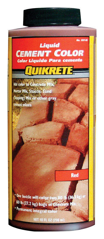 Red Emery Jensen concrete colorant in a 10oz container, used for coloring cement and concrete projects.
