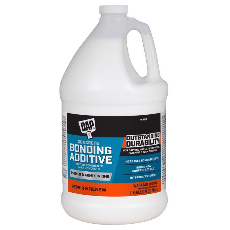 Emery Jensen DAP Bonding Additive gallon for concrete and mortar bonding, shown in a clear container.