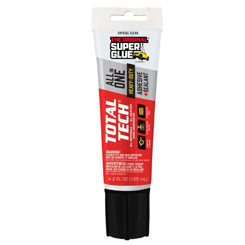 Emery Jensen construction adhesive in a 4.2oz clear tube, suitable for bonding various building materials.