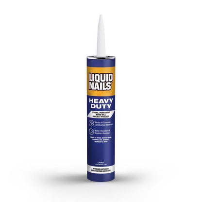 Pack of 12 Emery Jensen construction adhesive tubes in tan, 10 oz each, suitable for building and repair projects.