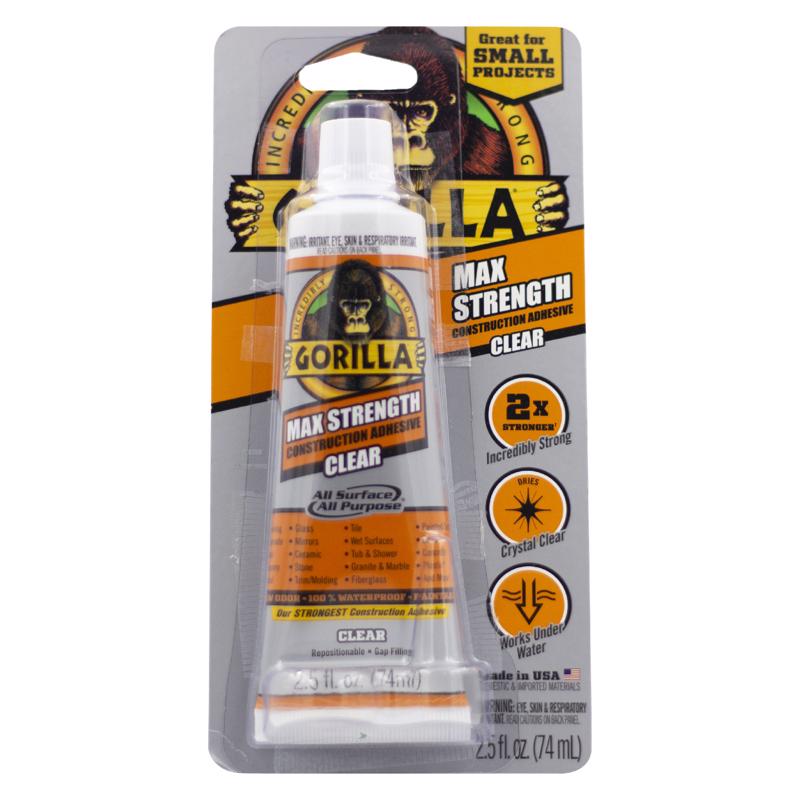 Emery Jensen Construct Adhesive 2.5oz tube for construction projects with a white applicator tip and blue branding.
