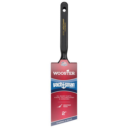 Emery Jensen 2-inch white angle brush with natural bristles, designed for consumer use in painting and detailing projects.
