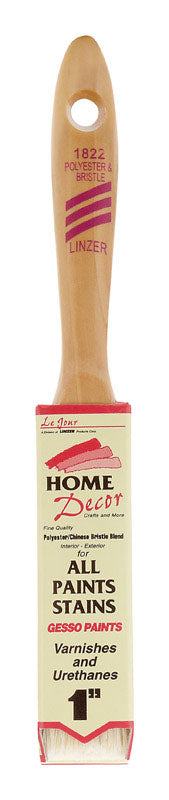 Set of 12 Emery Jensen 1-inch synthetic bristle paintbrushes for home decor projects, displayed in a pack.