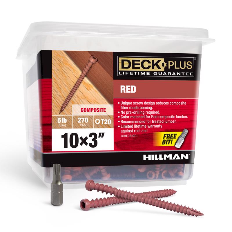 Emery Jensen contractor pack of 5 lb CMP screws, 10x3 inches, red color, suitable for construction and woodworking projects.