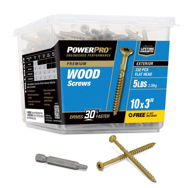 Emery Jensen DCK Screw 10x3-inch, contractor pack of 5 pounds, showing metal screws in a bulk package for construction use.