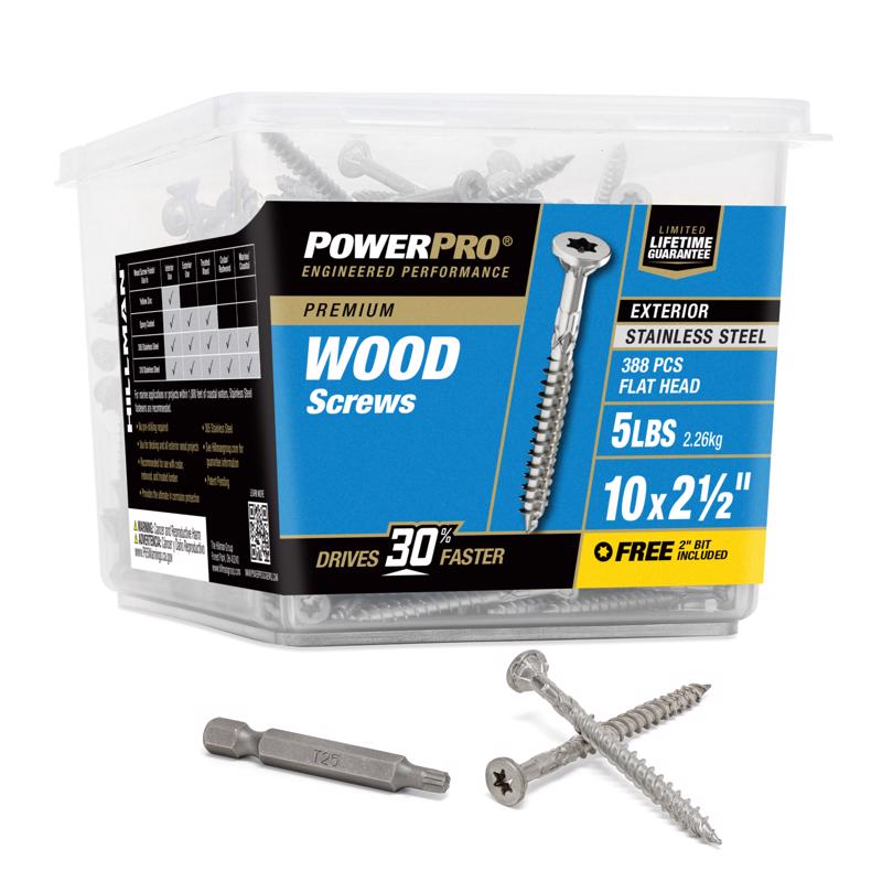 Emery Jensen contractor pack with 5 pounds of stainless steel deck screws, 10x2.5 inch size, ideal for decking projects