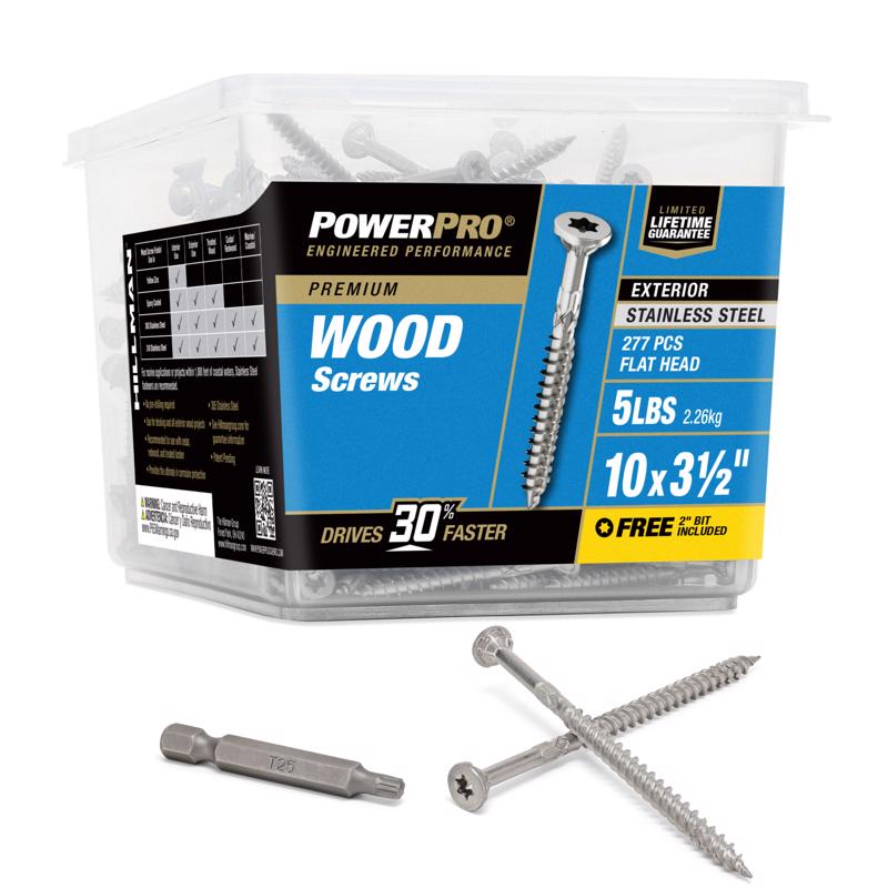 Emery Jensen 10x3.5-inch stainless steel deck screw in contractor pack, 5-pound bulk for outdoor construction projects