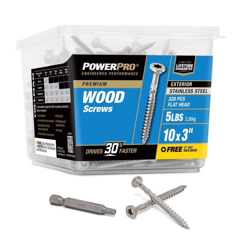 Emery Jensen contractor pack of 5lb stainless steel deck screws, 10x3-inch size, for outdoor decking projects.