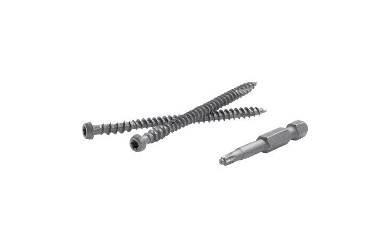 Emery Jensen 5lb contractor pack of deck screws, corrosion-resistant vinyl lant coated, suitable for outdoor decking projects.