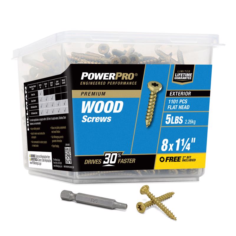 Emery Jensen contractor pack of 5lb deck screws, #8x1-1/4 inches, for wood decking and construction projects.