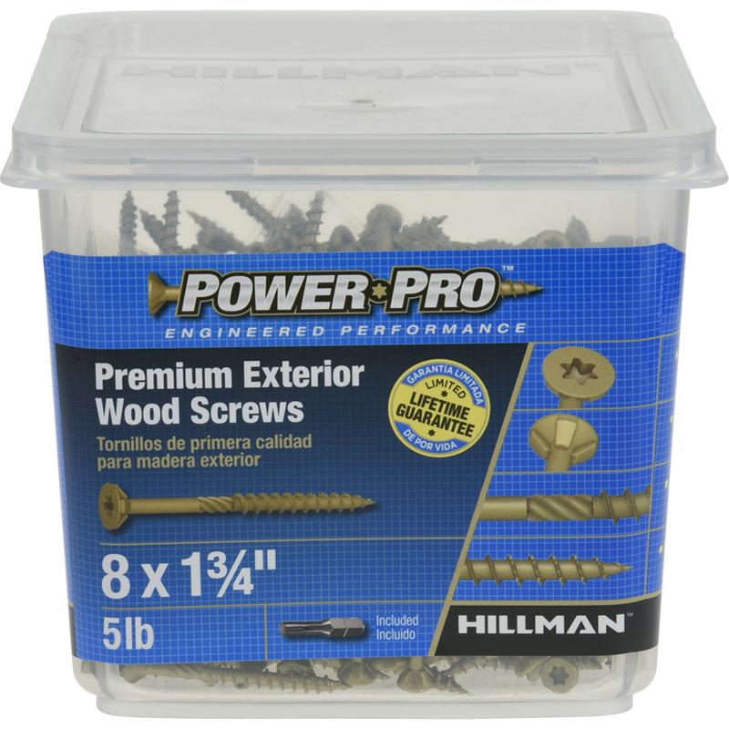 Emery Jensen contractor pack of 5lb PP #8x1-3/4" deck screws, suitable for outdoor wood decking projects.