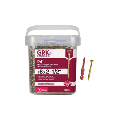Emery Jensen R4 Screw #8 x 2-1/2 inch contractor pack, 5-pound box of metal fasteners for construction projects