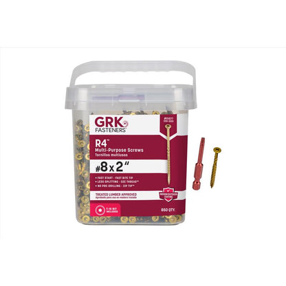 Emery Jensen contractor pack of five pounds of #8 x 2-inch R4 screws, shown in a clear image suitable for construction and woodworking projects.