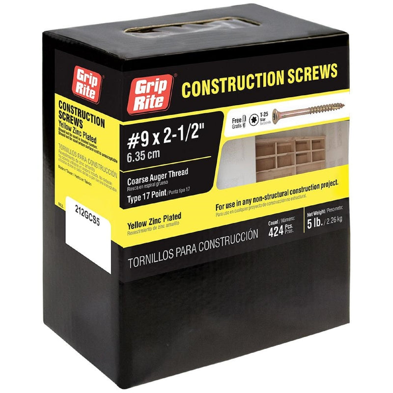 Emery Jensen contractor pack of 5lb star screws, #9x2.5 inches, with 5-pound pack of durable steel screws for construction projects.