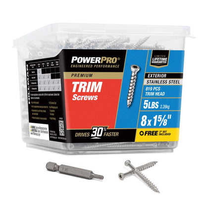 TRIM SCRW 8X1.625" 5# SS