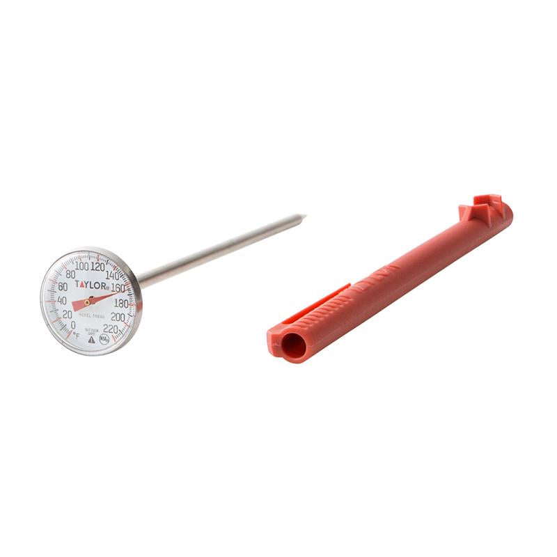 Emery Jensen instant read cooking thermometer showing a digital display for quick temperature measurement.