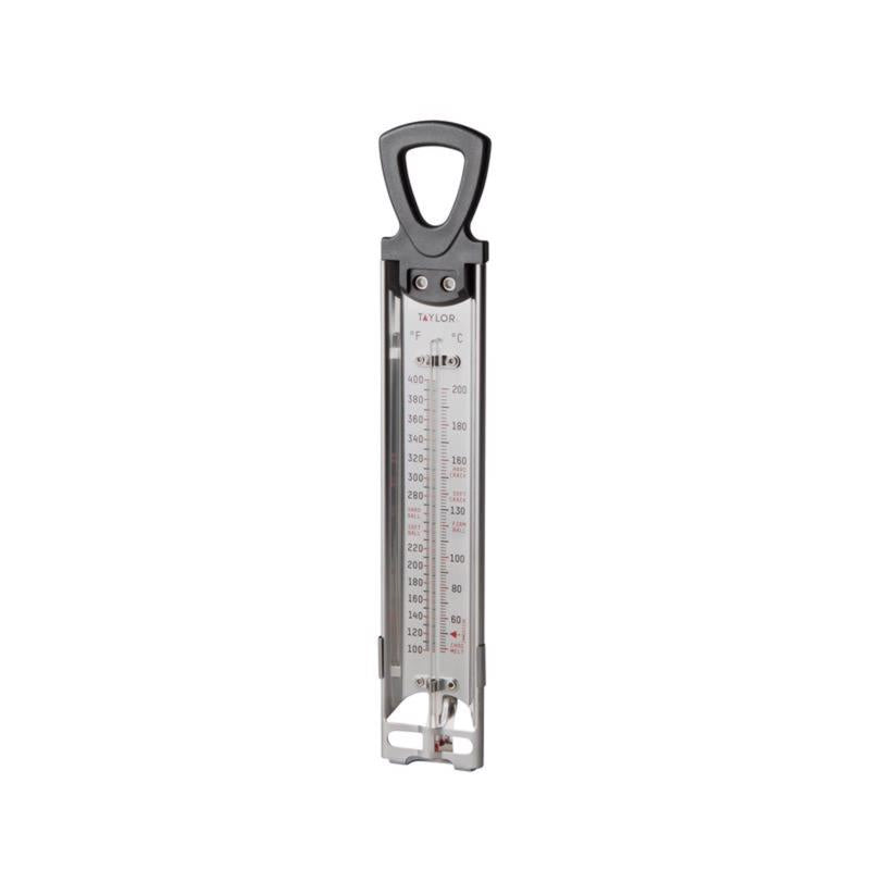 Emery Jensen confection cooking thermometer with temperature scale for precise candy and dessert preparation.