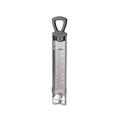 Emery Jensen confection cooking thermometer with temperature scale for precise candy and dessert preparation.