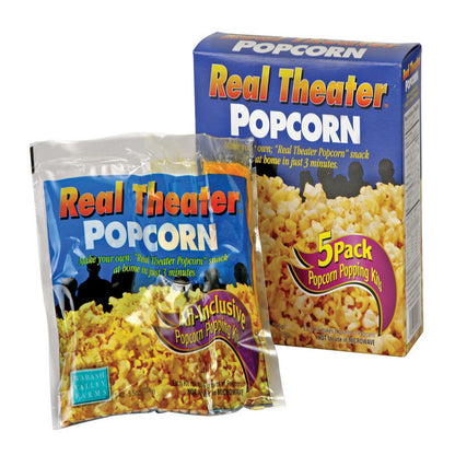 Emery Jensen corn poppers popping kit with colorful popcorn bags and accessories for homemade popcorn making.
