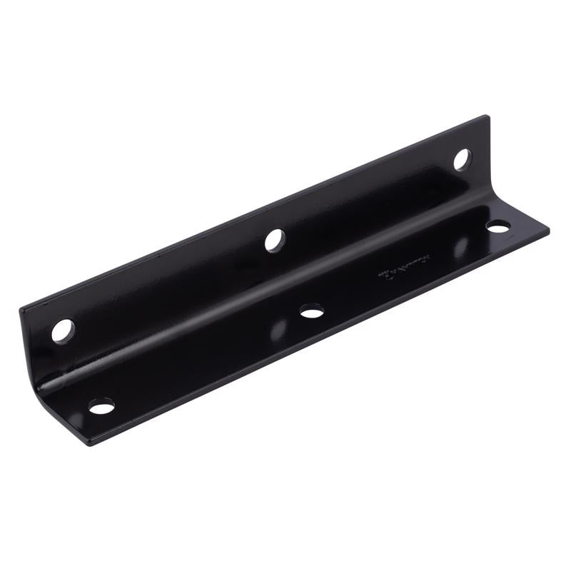 Black 9-inch Emery Jensen corner brace showing sturdy metal construction for furniture or framing support.