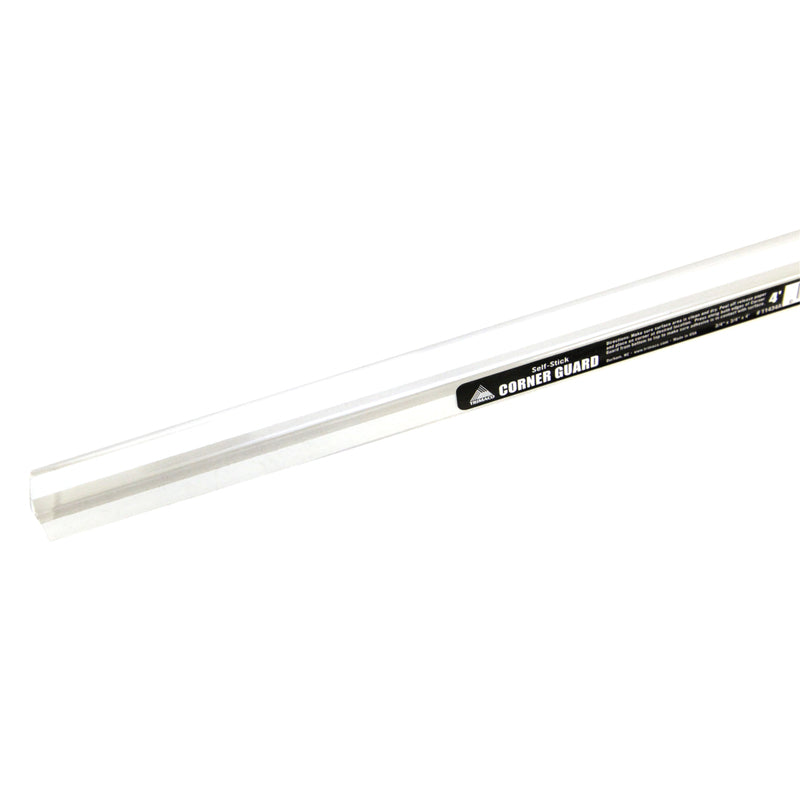 Emery Jensen corner guards in clear adhesive, 4-foot length, designed to protect corners and edges in commercial spaces.