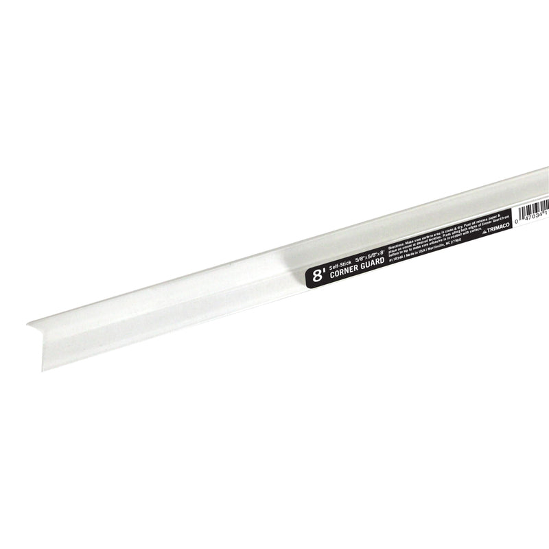 Emery Jensen CORNRGUARD CLR ADH 8-inch corner guards in clear plastic, designed to protect wall corners from damage.