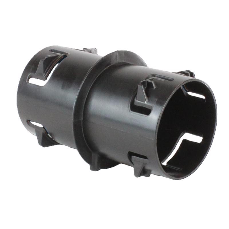 Emery Jensen 3-inch corrugated snap fit internal coupler for secure pipe connections in plumbing systems.