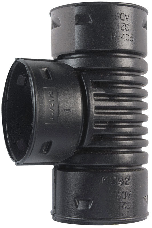 Emery Jensen corrugated snap fittings Snap Tee Corrugate 3-inch pipe connector for plumbing or electrical conduit systems.