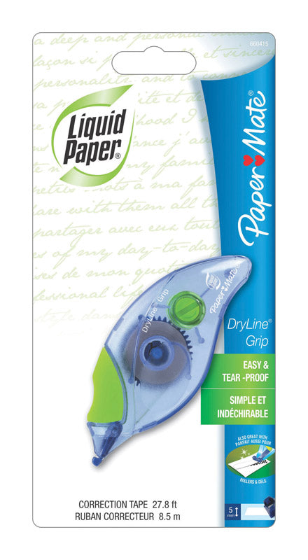 Emery Jensen Liquid PAPR Dryline correction tape, white correction fluid tape for precise error correction on paper.