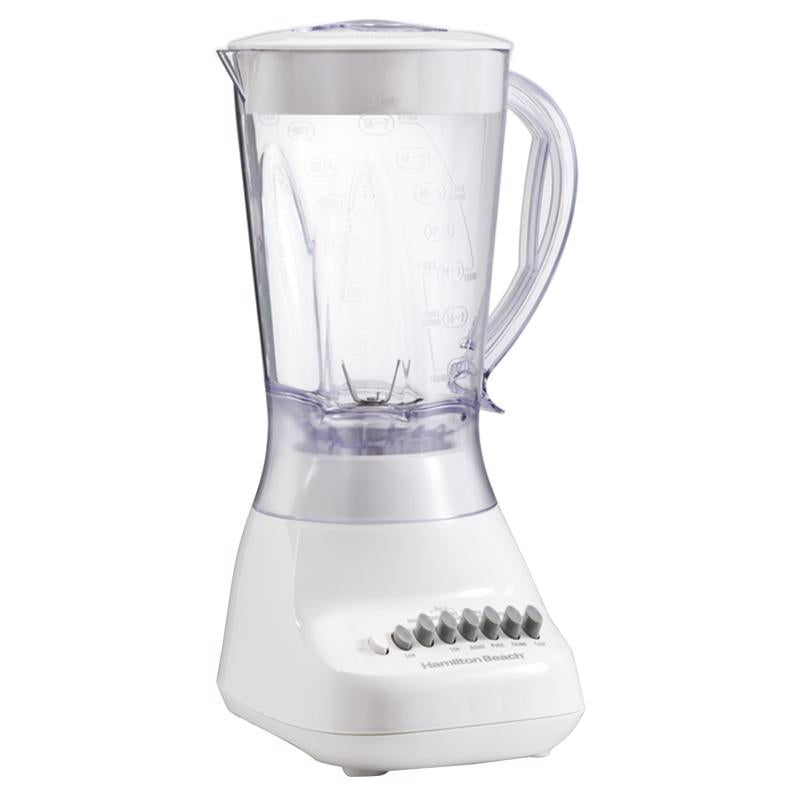 Emery Jensen BLENDR 10-speed 56 oz white counter top blender with control buttons, designed for smooth blending tasks.
