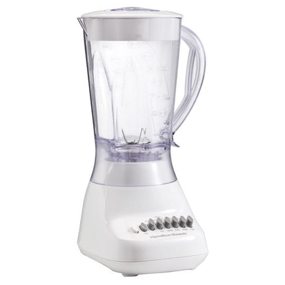 Emery Jensen BLENDR 10-speed 56 oz white counter top blender with control buttons, designed for smooth blending tasks.