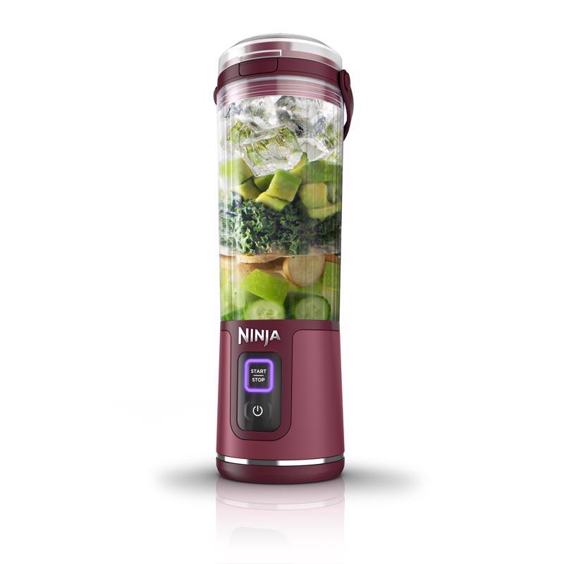 Red Ninja blender from Emery Jensen with an 18oz capacity, designed for countertop blending and smoothies.