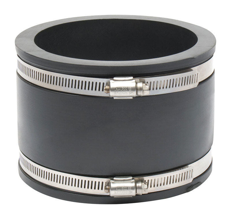 Emery Jensen Couple Flex 4-inch clay coupling for plumbing connections, made of durable material with flexible design.
