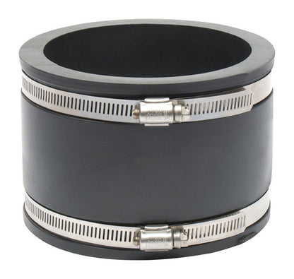 Emery Jensen Couple Flex 4-inch clay coupling for plumbing connections, made of durable material with flexible design.
