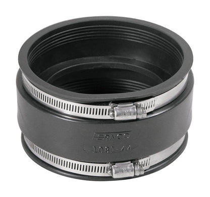 Emery Jensen Flex 4x4 Clay coupling, flexible plumbing connection for 4-inch clay pipes, shown in a close-up view.
