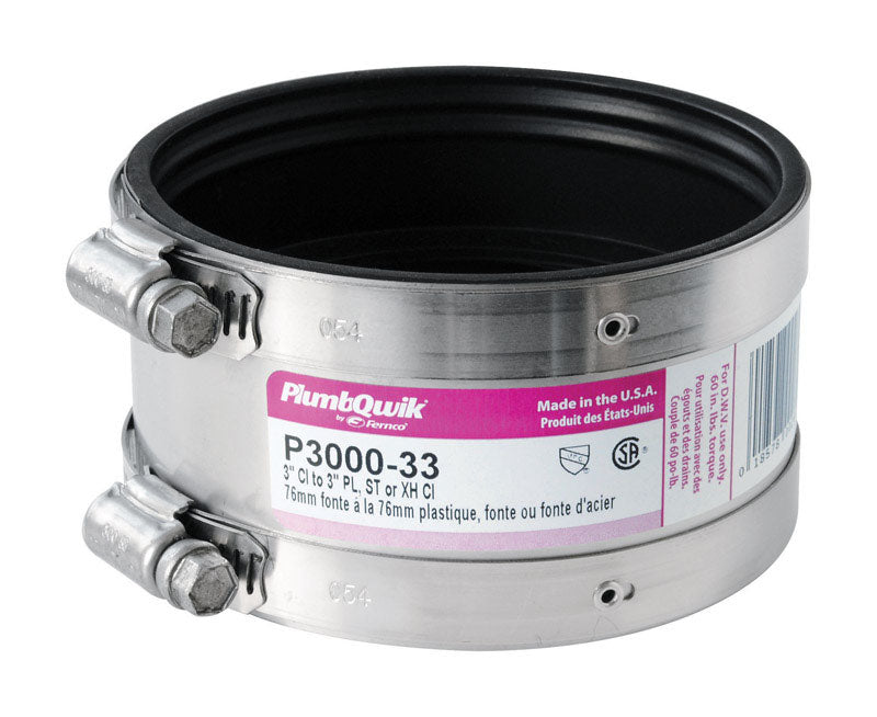 Shielded 3-inch coupling from Emery Jensen, durable metal fitting for secure pipe connections.