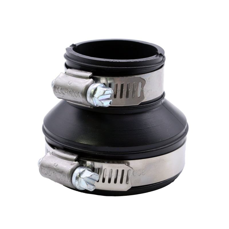 Emery Jensen drain trap coupling 2x1.5, plumbing fitting for secure pipe connections, shown in a close-up image.