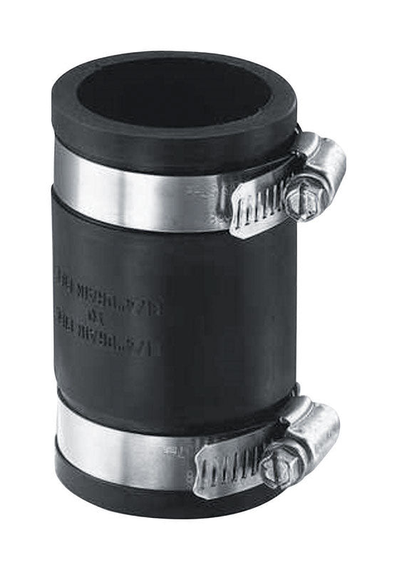 Emery Jensen DWV Flex Coupling 2 x 2 inches for plumbing connections, flexible pipe fitting with metal clamps.