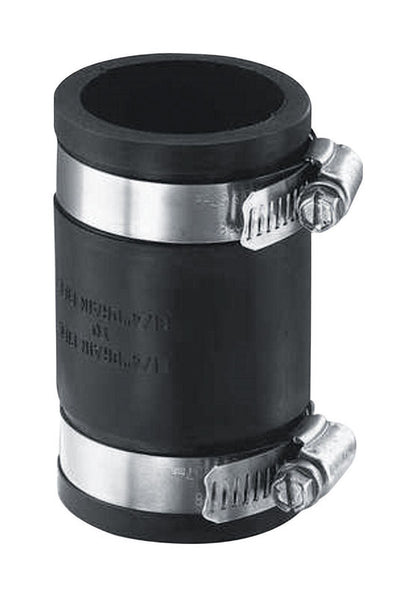 Emery Jensen DWV Flex Coupling 2 x 2 inches for plumbing connections, flexible pipe fitting with metal clamps.