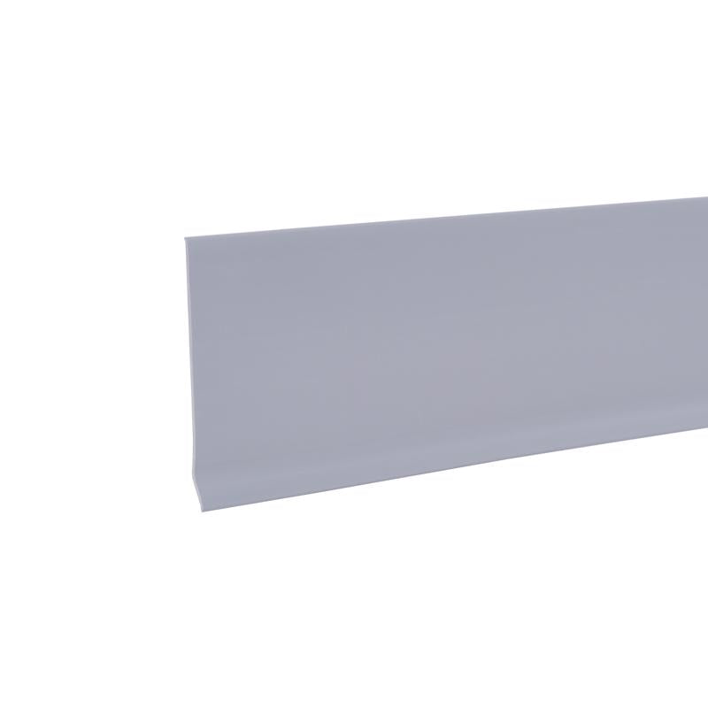 Emery Jensen silver 4-inch by 20-foot cove base wall trim, carded for installation in interior spaces.