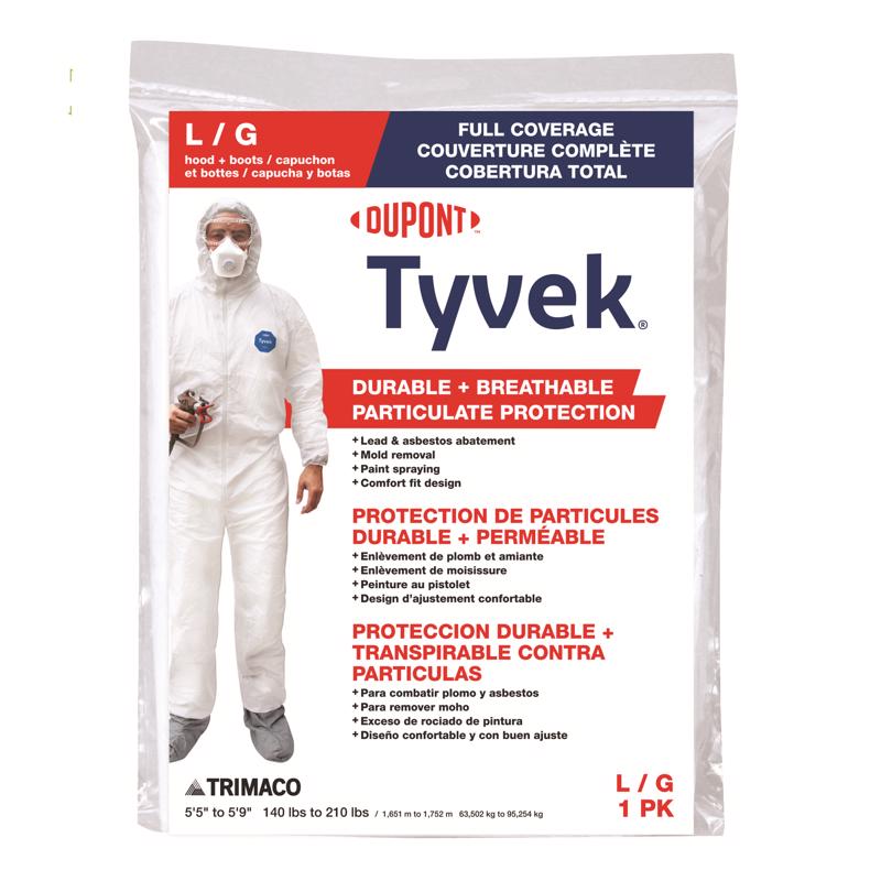 COVERALL TYVEK LG W/b&h