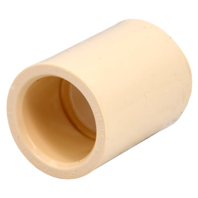 Pair of Emery Jensen CPVC 1/2-inch SXS fittings, 10-pack, used for plumbing connections, shown in a close-up image.