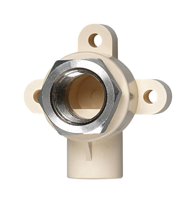CPVC DROP EAR ELBOW 1/2" FIP fitting from Emery Jensen, showing the elbow shape with threaded ends for plumbing connections.