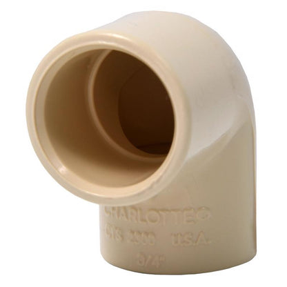 Pack of 10 Emery Jensen 3/4-inch CPVC 90-degree elbows for plumbing applications displayed in the image.