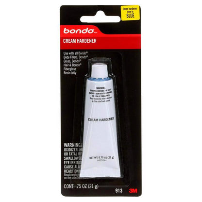Emery Jensen Bondo Fillr 0.75oz cream hardener in a small jar, used for automotive bodywork and filler hardening.