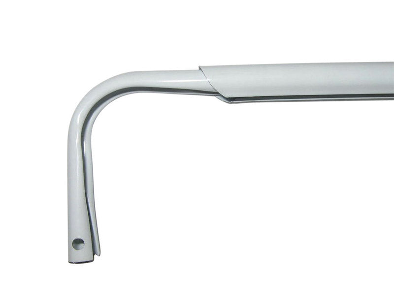 Emery Jensen white curtain rod adjustable from 84 to 120 inches, designed for hanging curtains in home decor.