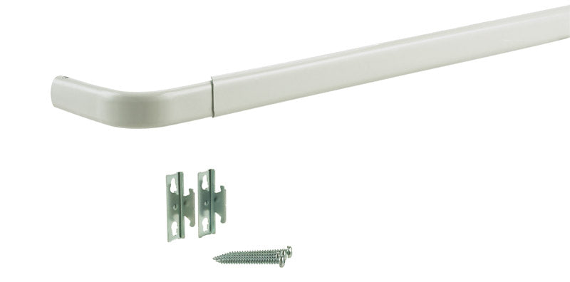 Emery Jensen white curtain rod HD 18-28 inches width, sturdy metal rod for window curtains, mounted on a wall.