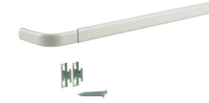 Emery Jensen white curtain rod HD 18-28 inches width, sturdy metal rod for window curtains, mounted on a wall.