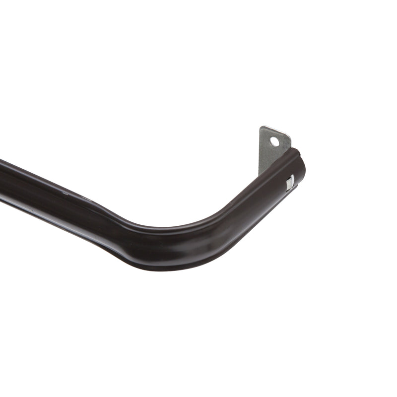 Emery Jensen 48-inch brown Lockseam curtain rod with finials, designed for hanging curtains in a stylish window setup.